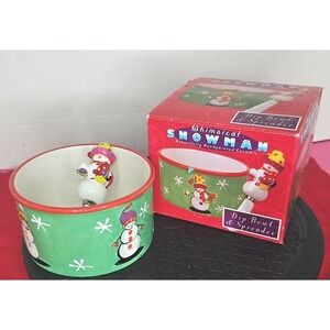 Certified International Jennifer Brinley‎ Whimsical Snowman Dip Bowl & Spreader